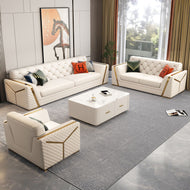 Chesterfield Leather 3-Piece Sofa Set / Lixra