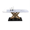 Golden Finish Marble Dining Table Set / Lixra