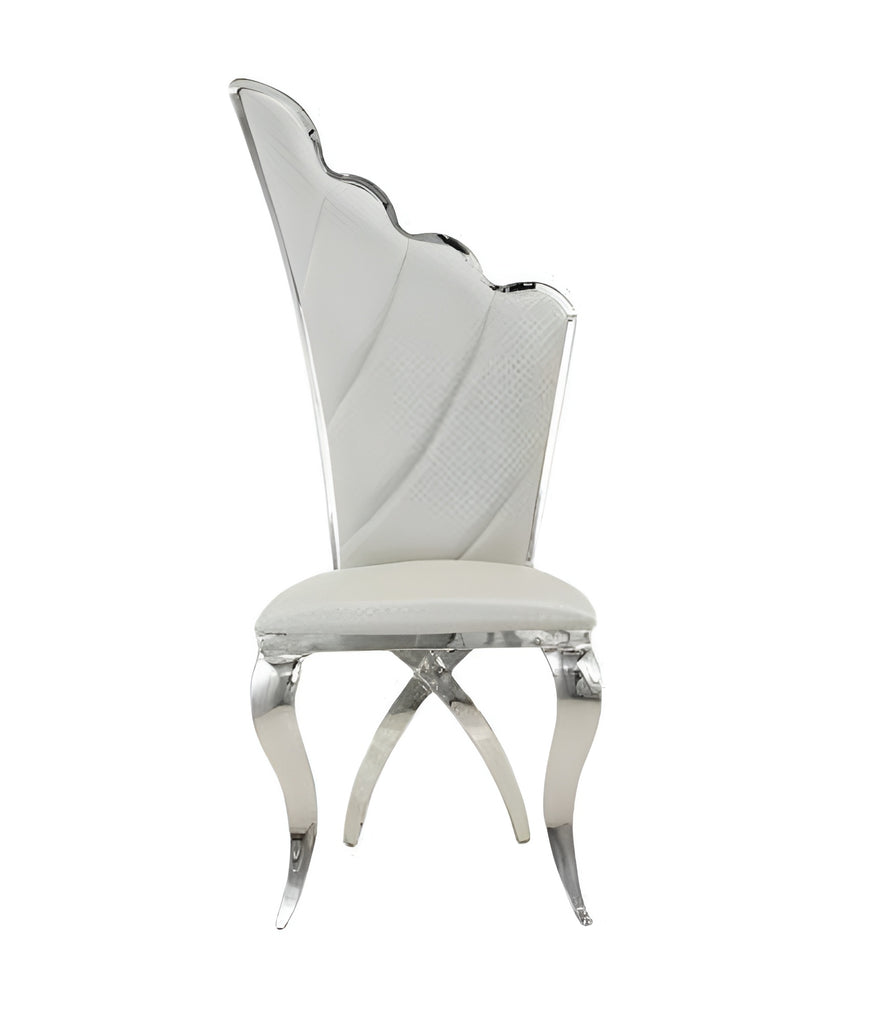 Set Of 4 Glossy Finish Leather Dining Chairs / Lixra