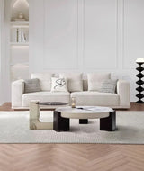 Marble Modern Coffee Table With Wooden Base / Lixra
