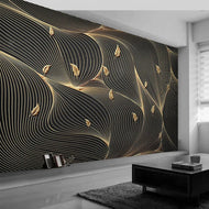 Abstract Lines Wallpaper With Leaf Design / Lixra