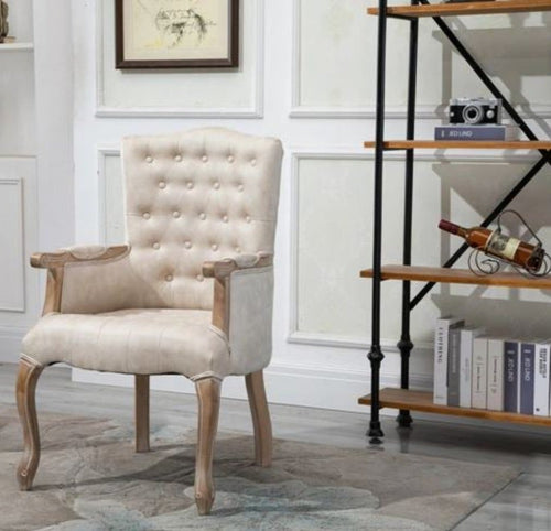 Splendid Desire Comfortable Button Backrest Light Luxury Solid Wood Fabric Dining Chair - Lixra