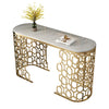 Contemporary Style Metallic Frame Marble Top  Accent Table / Lixra