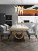 Contemporary Style Glossy Finish Marble-Top Dining Table Set / Lixra