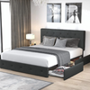 Astounding Modern Button Tufted Queen Size Fabric Bed - Lixra