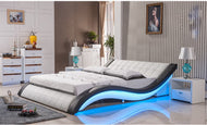 Modern Wave Design LED Leather Bed / Lixra