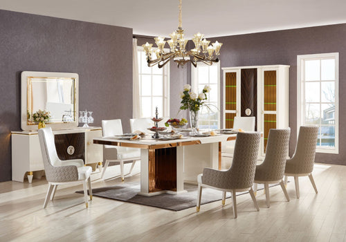 Modern Lavish High Gloss Wood Resplendent Dining Table Set - Lixra