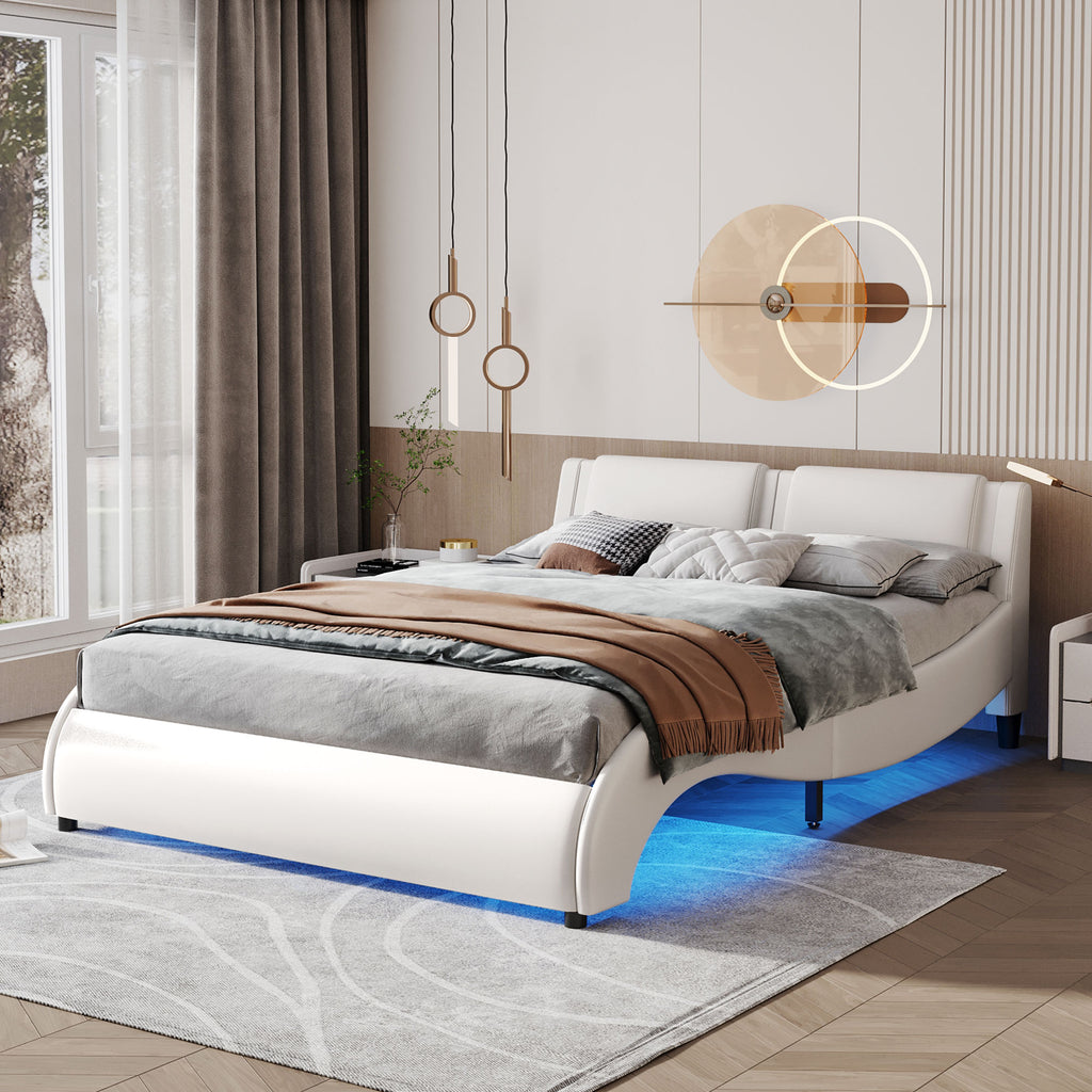 Modern Luxurious Leather Bed with LED Light / Lixra