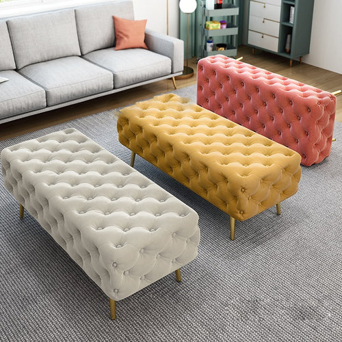 Modern Palatial Button-Tufted Fabric Ottoman - Lixra