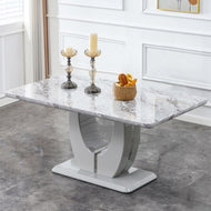 Modern Glossy Marble-Top Dining Table / Lixra