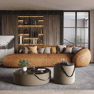 Arc Shaped Leather Chaise Lounge / Lixra