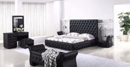 Contemporary Vintage Button Tufted Leather Bed - Lixra