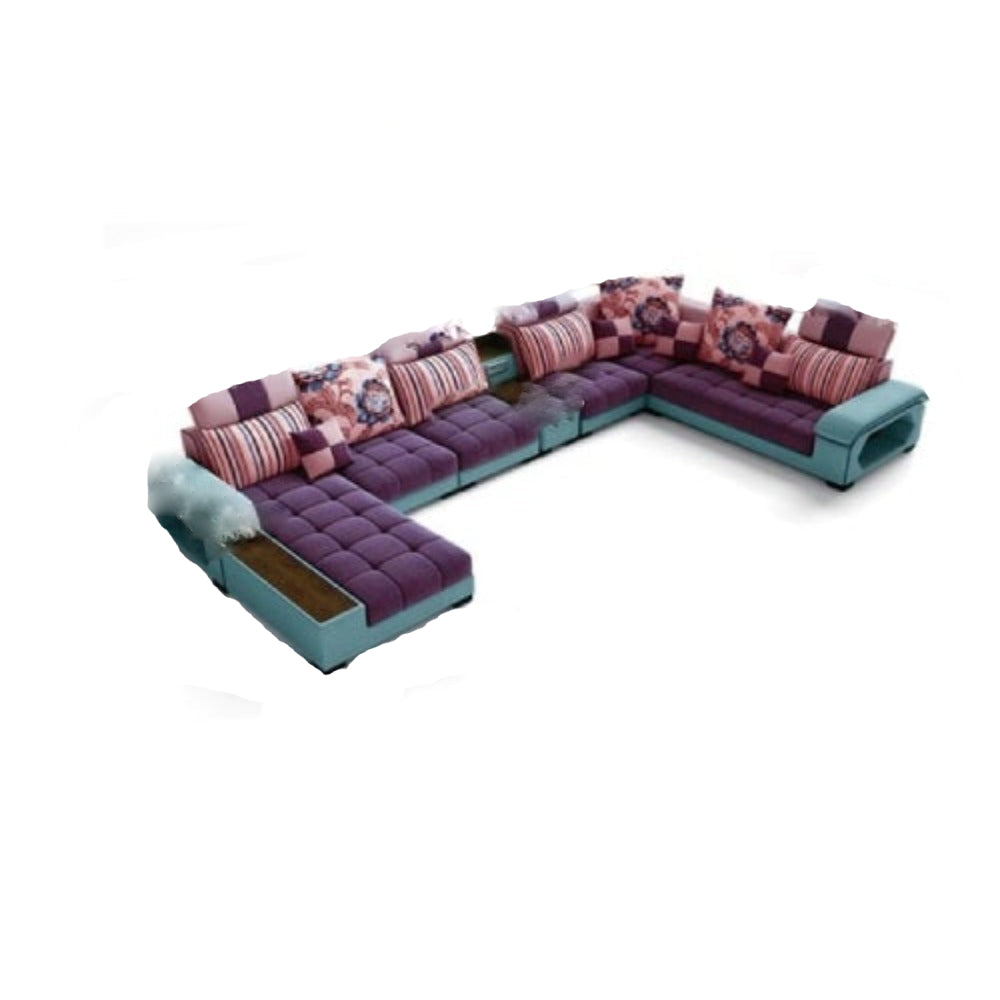 Enchanting Minimalist Modern Purple And Sky-Blue Fabric Sectional Sofa - Lixra