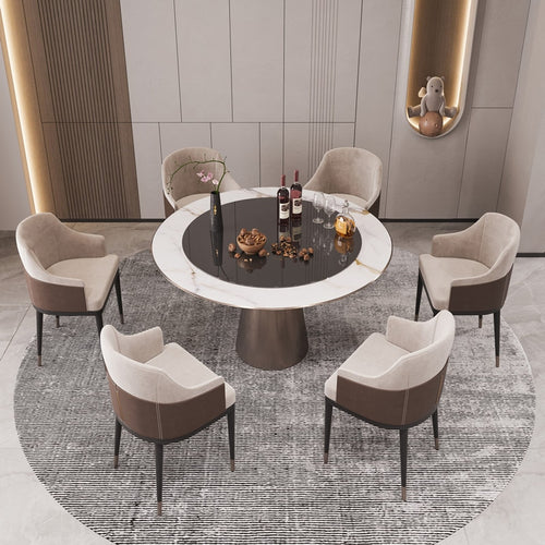 Modern Luxurious Dining Table Set With Lazy Susan / Lixra