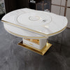 Modern Multi-Functional Marble-Top Dining Table with Lazy SuSan / Lixra