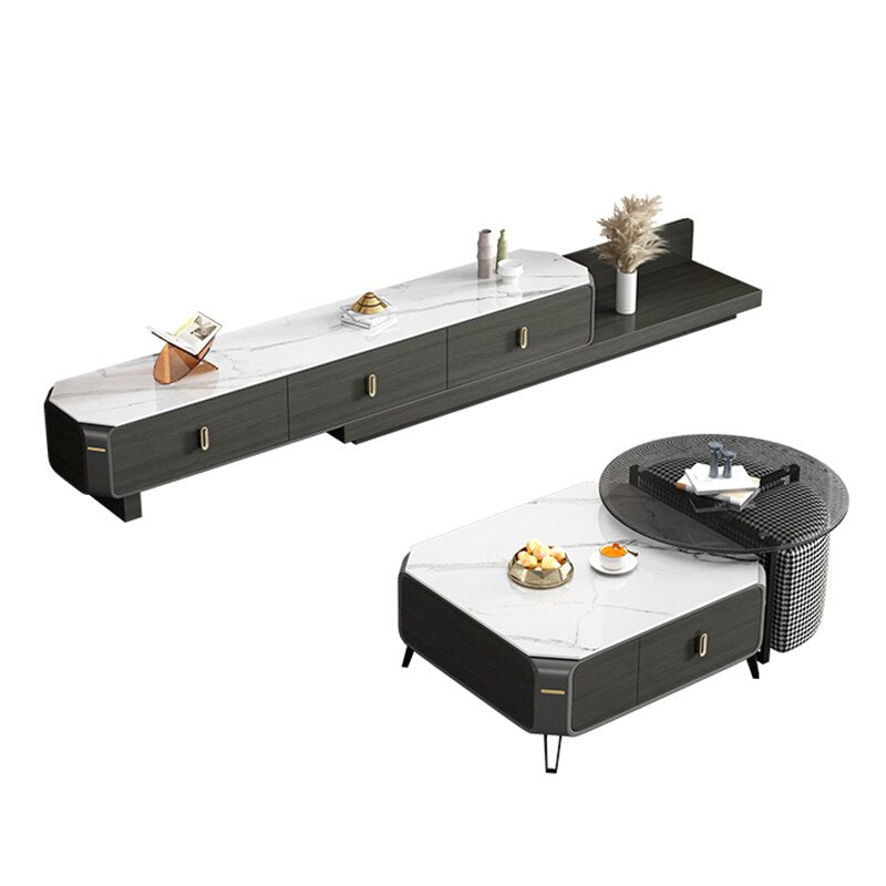 Modern Luxurious Glossy Finish Coffee Table With TV Cabinet / Lixra
