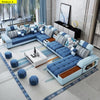 Enchanting Minimalist Modern Blue Shades Fabric Sectional Sofa - Lixra