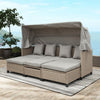 Wicker Patio Sectional Sofa Set with Retractable Canopy
