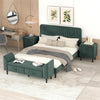 4pc Velvet Upholstered Elegant Queen Size Bedroom Set / Lixra