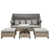 Wicker Patio Sectional Sofa Set with Retractable Canop / Lixra