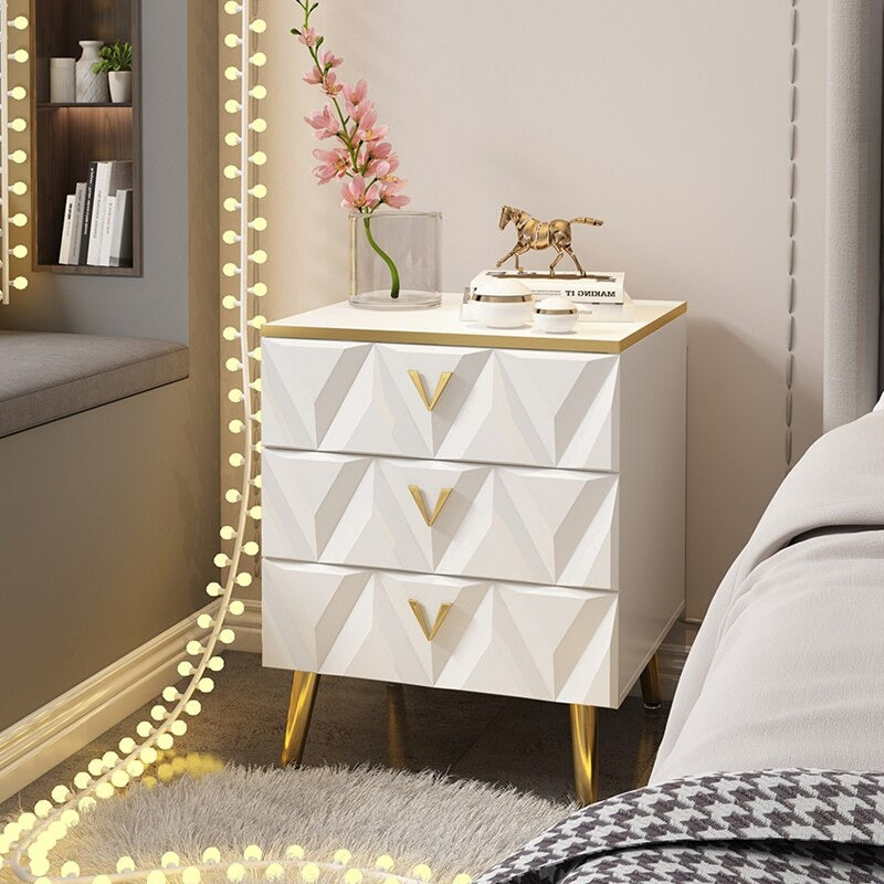 Modern Glossy Finish Wooden Nightstand / Lixra