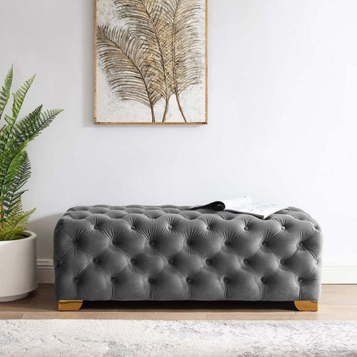 Button Tufted Modern Aesthetic Velvet Ottoman - Lixra