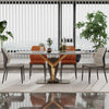 Geometric Base Rectangular Shape Marble Top Dining Table Set / Lixra