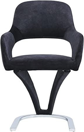 Appealing Black Leather Horseshoe-Shaped Base Dining Chair / Lixra