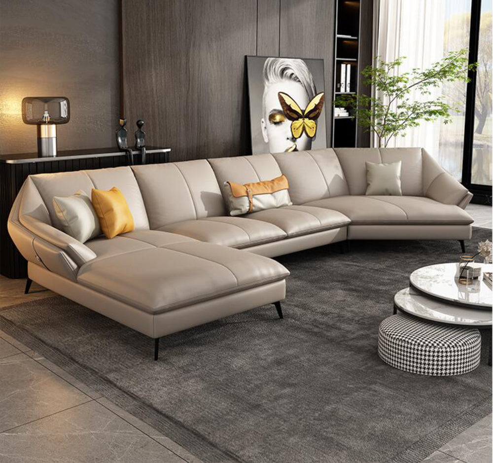 Exquisite Design Arc-Shaped Leather Sectional Sofa – Lixra.com