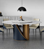 Modern Luxurious Gleamy Marble-Top Dining Table Set With Lazy Susan - Lixra