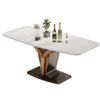 Geometric Base Rectangular Shape Marble Top Dining Table Set / Lixra