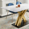 63 Inch Sintered Stone Table-top Dining Table With X-Shaped Base / Lixra