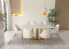 71" Golden Finish U Shaped Pedestal Base Dining Table / Lixra