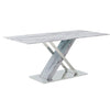 Innovative Design Gleamy Faux Marble Top Dining Table With Stainless Steel Base
