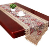 Translucent Fabric Embroidered Burgundy Flowers Table Runner - Lixra