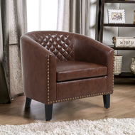 C-Shaped Aesthetic Leather Accent Chair / Lixra