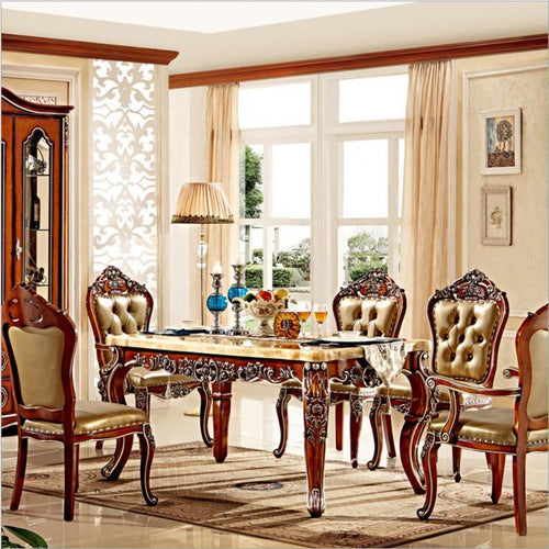 Iconic Antique Style Wooden Polished Dining Table Set - Lixra
