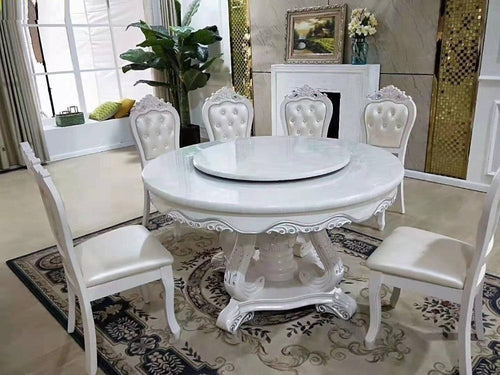 Modern Minimalistic Designed Round Shaped Marble Dining Table Set - Lixra