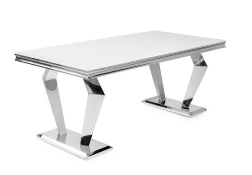 High Quality Fine Finish Sturdy Glass Top Fitted Dining Table - Lixra