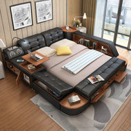 Multi-functional Button-Tufted Leather Bed / Lixra