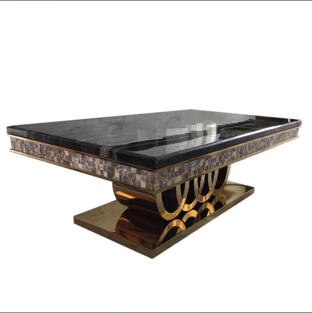 Modern High End Glossy Black Shining Marble Coffee Table / Lixra