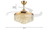 Remote Controlled LED Crystal Chandelier With Retractable Ceiling Fan / Lixra