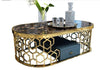 Golden Finish Marble Coffee Table Tv Stand and Side Table - Lixra