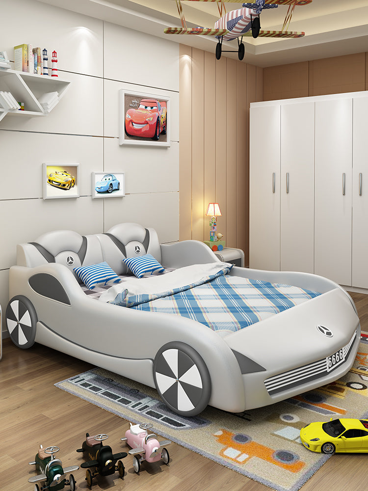 Modern Car Design Sumptuous Leather Kids Bed - Lixra