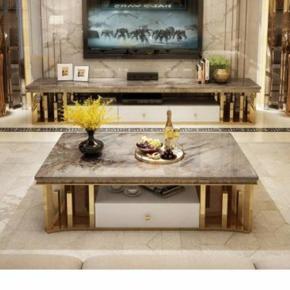 Antique Style Creative Designed Marble Top Coffee Table TV Stand - Lixra