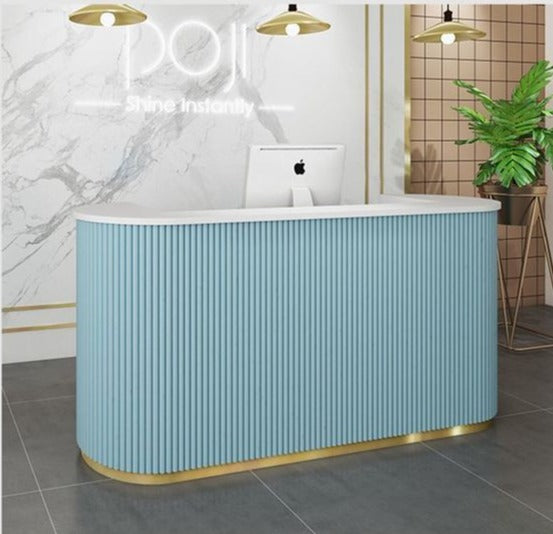 Multicolor Curved Wooden Reception Desk / Lixra