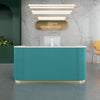 Multicolor Curved Wooden Reception Desk With Metal Base / Lixra