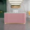 Multicolor Curved Wooden Reception Desk With Metal Base / Lixra