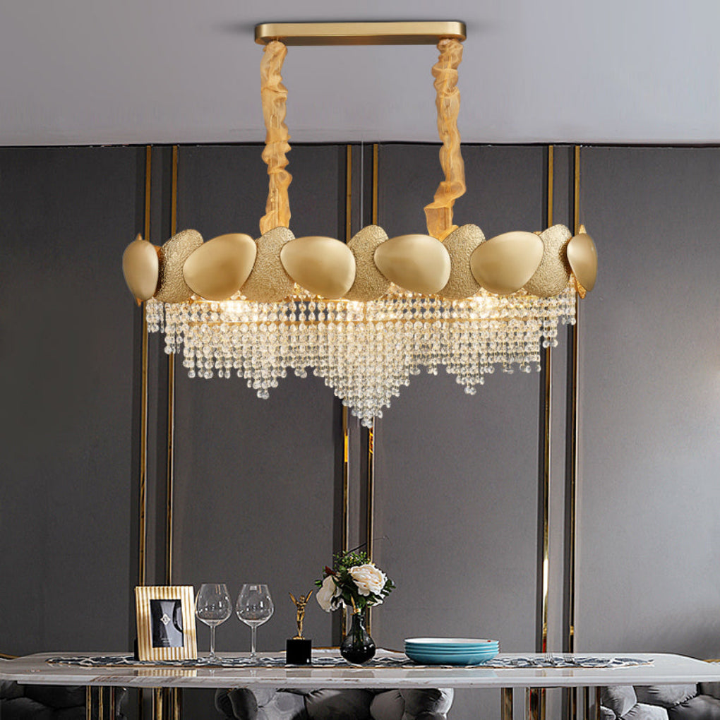 Contemporary Gold Lustrous Crystal Chandelier / Lixra