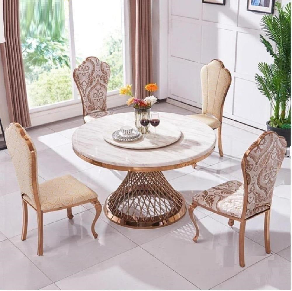 Aesthetic Style Look Steel Framed Dining Table Set - Lixra